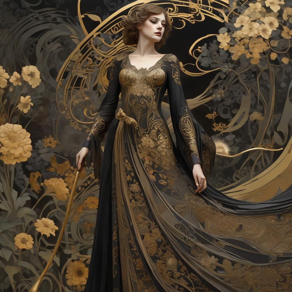 La Parca Artwork Inspired by Symbolist Art Nouveau