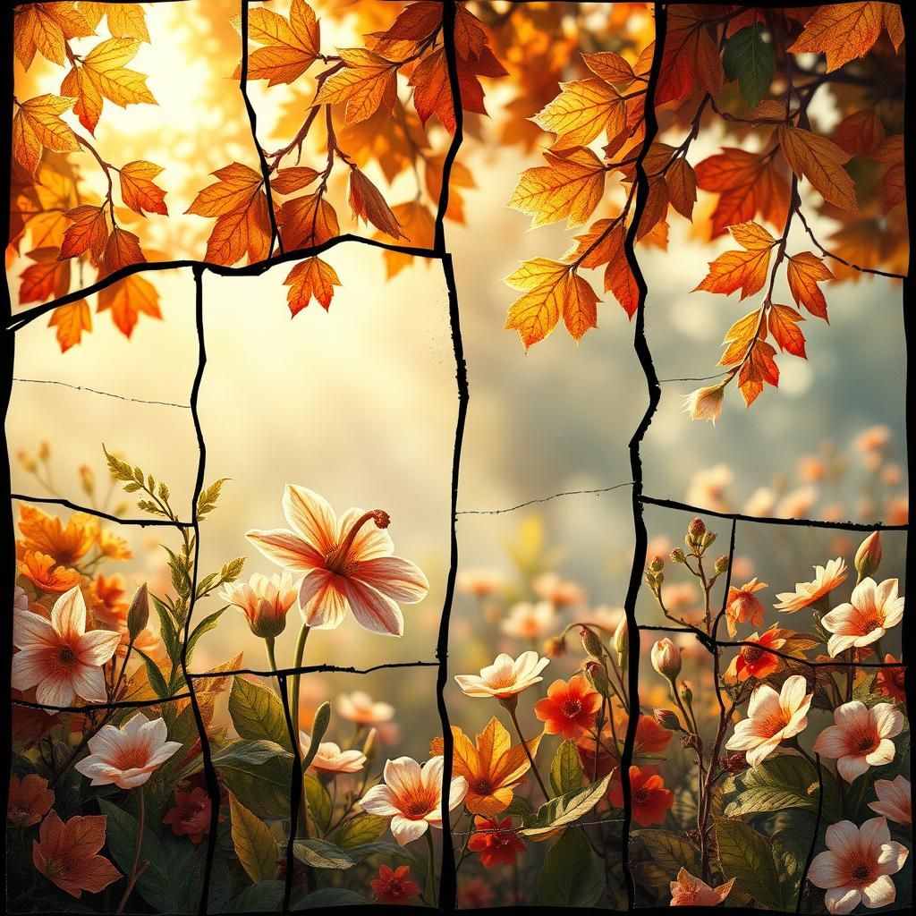 Fragmented Autumn Garden Reborn as Stained Glass