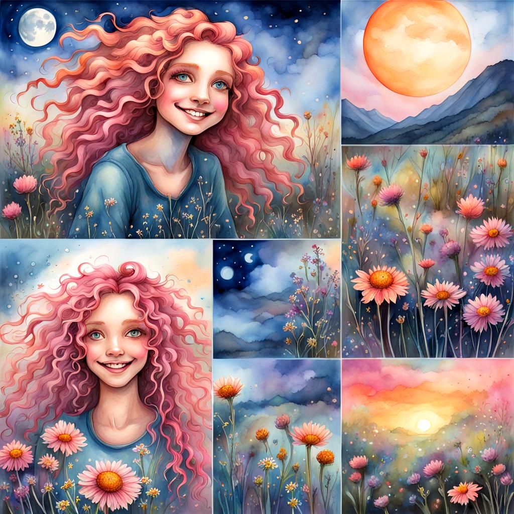 Four Scenes: Happy Girl, Sunrise, Moonlight Flight, Dreamy A...