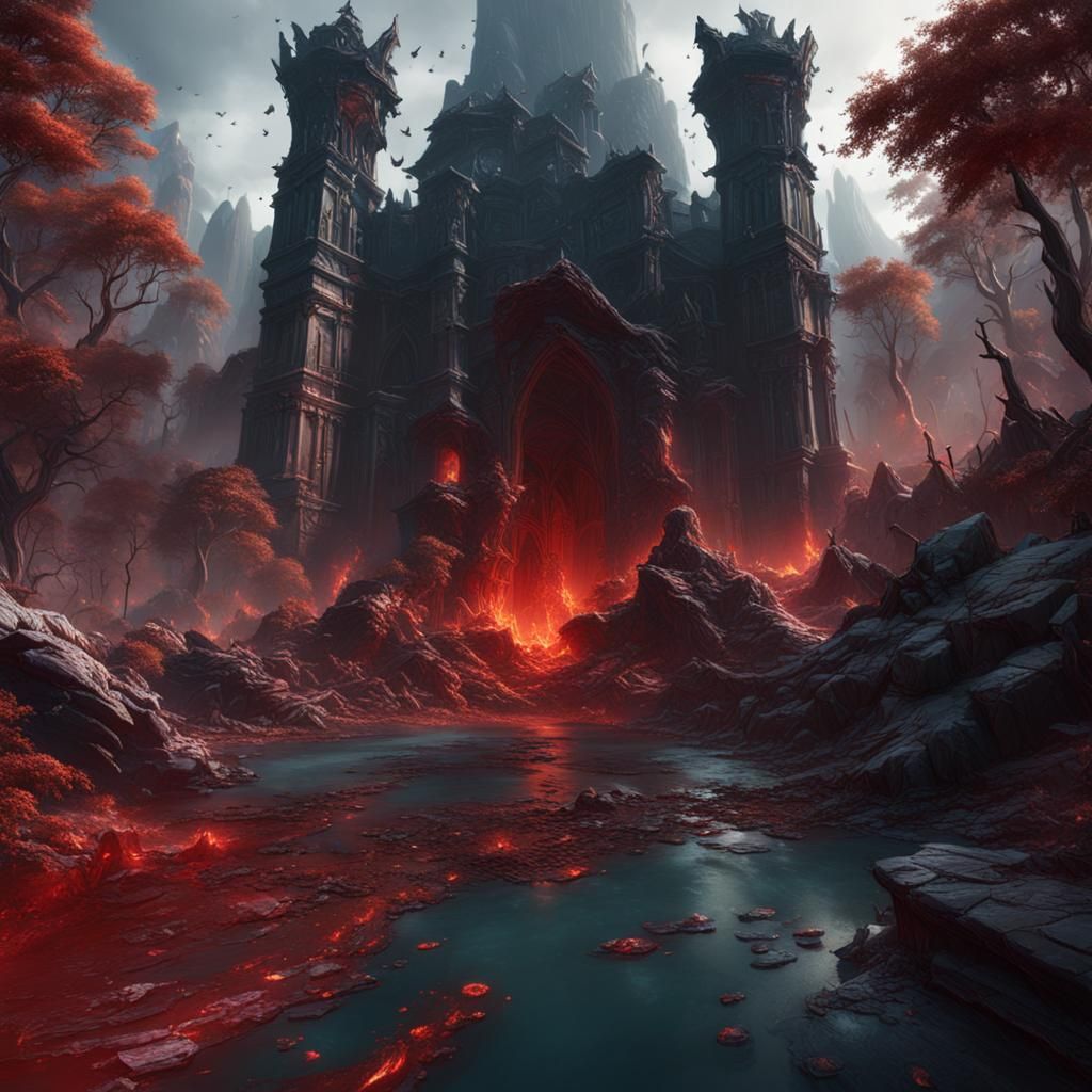 Bloodshed in Detailed Matte Painting Style