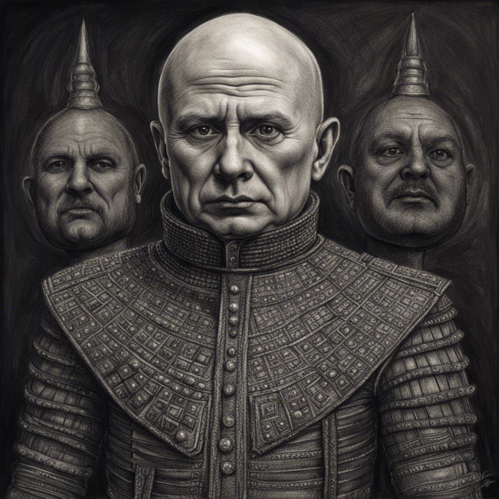 Hyperrealistic Pinhead Portrait in Charcoal