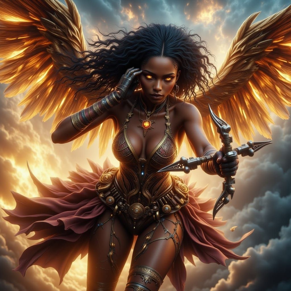 Steampunk Slayer Soaring with Mechanical Wings