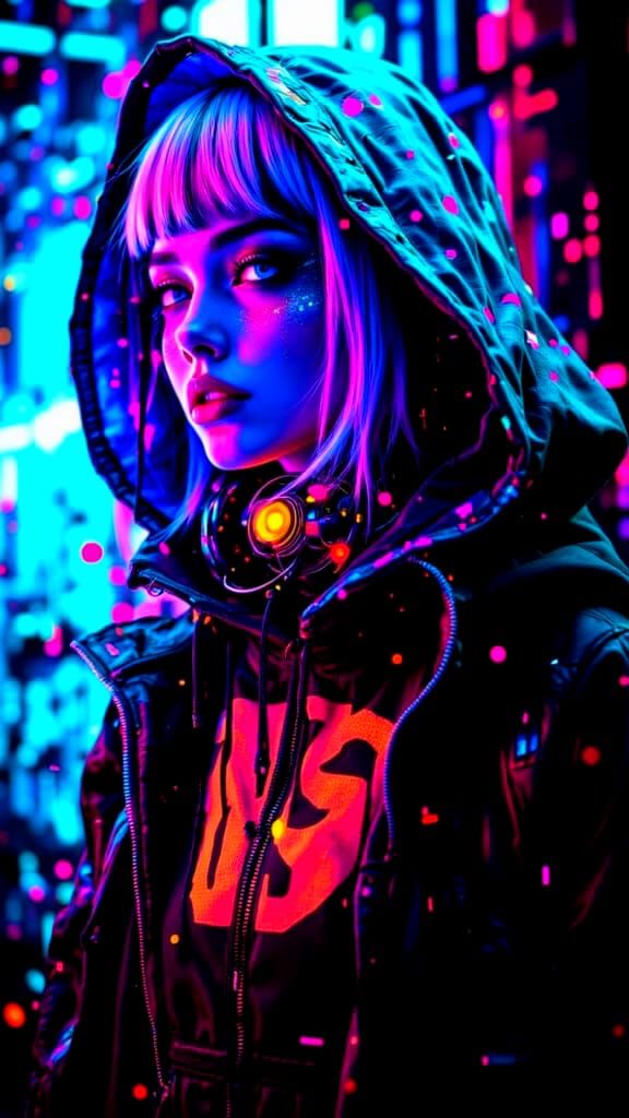 Cyberpunk Zombie Portrait in Glitchcore Style