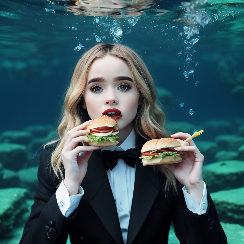 Gothic Sabrina Carpenter Eating Underwater