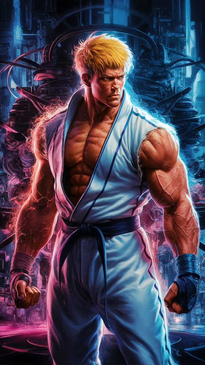 Ken Masters Painting: Manga, Art Deco, and Ashcan Fusion