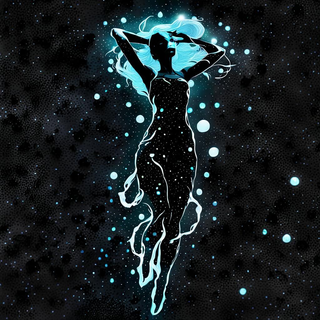 Bioluminescent Siren Constellation in Cosmic Starry Scene