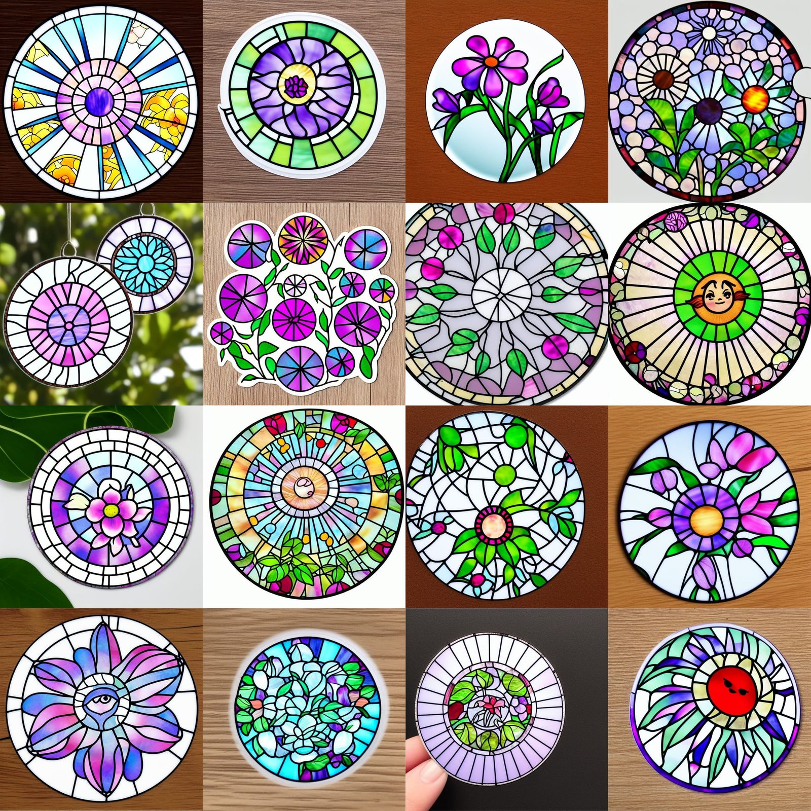 Cute Stained Glass Violet Suncatcher Sticker