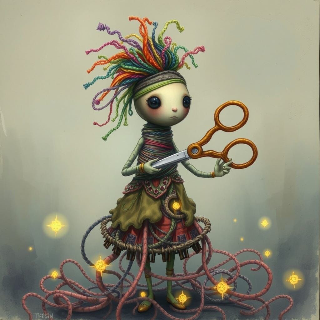 Whimsical Thread Weaver in a Fantastical Realm
