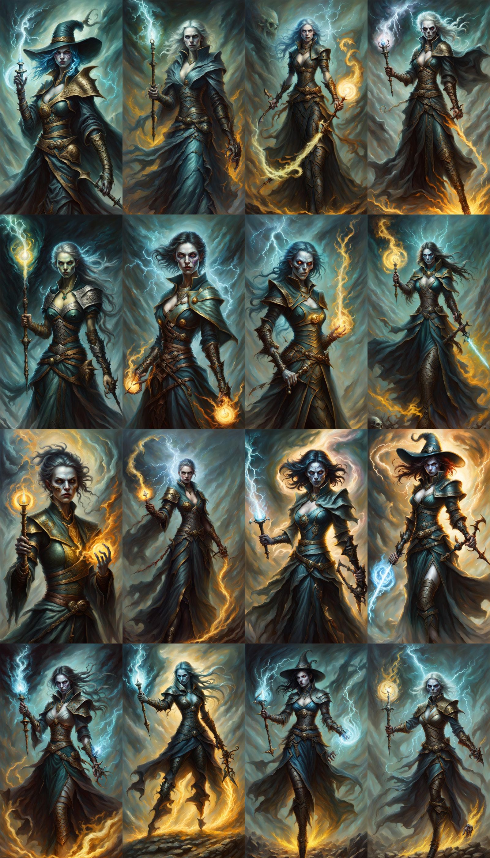 Eldritch Undead Mage with Lightning, Oil Painting