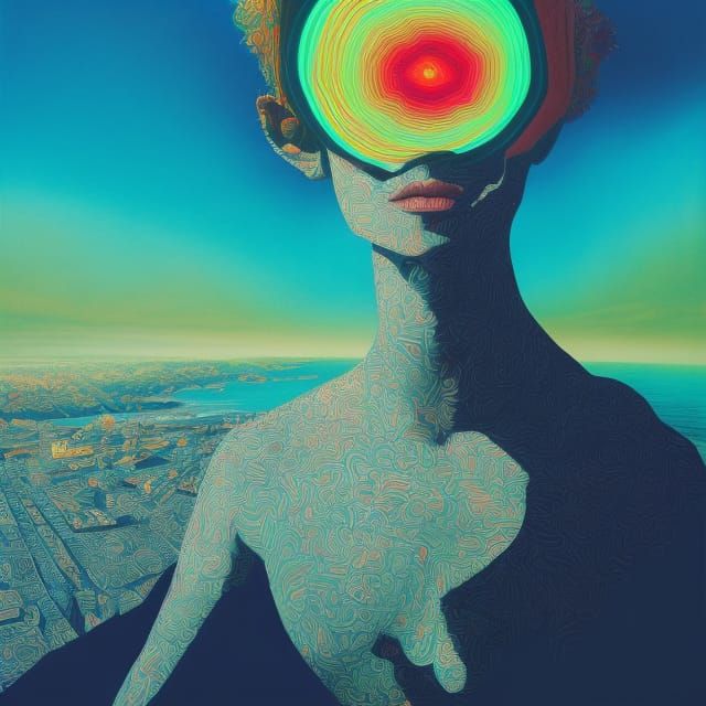 Trippy Victorian Village Optical Illusion, Digital Art