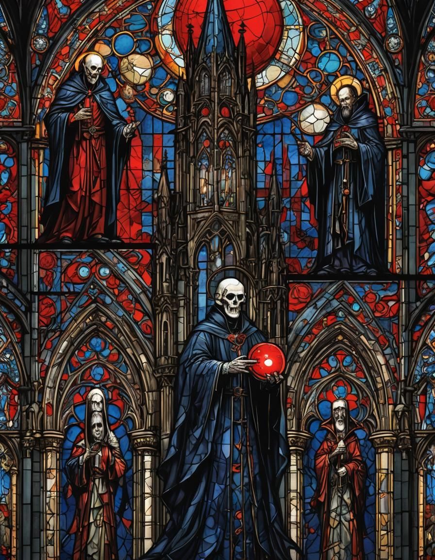 Gothic Vampire Cathedral Under Blood Moon