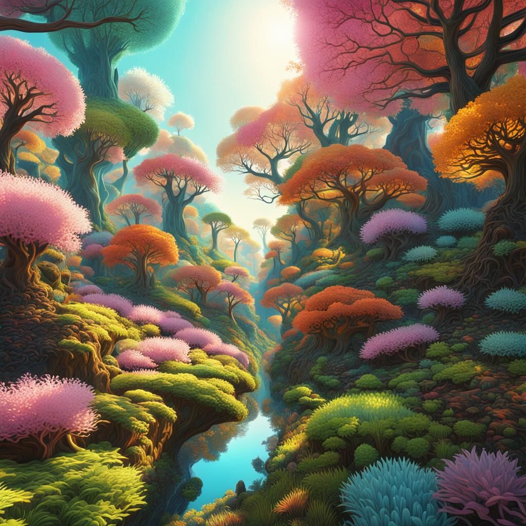 Magical Forest: Colorful Surrealism in Pastel Shades