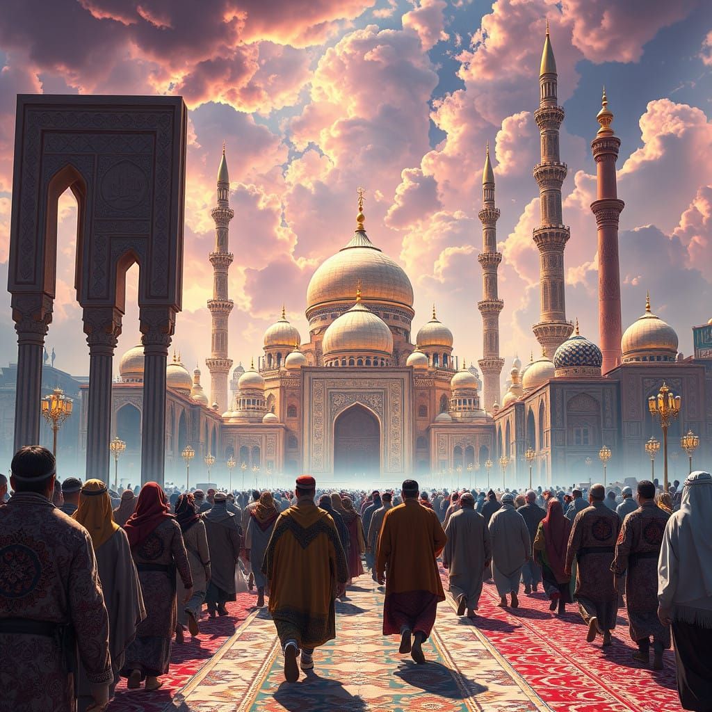 Majestic Procession to the Shrine of Imam Hussain in Vibrant...