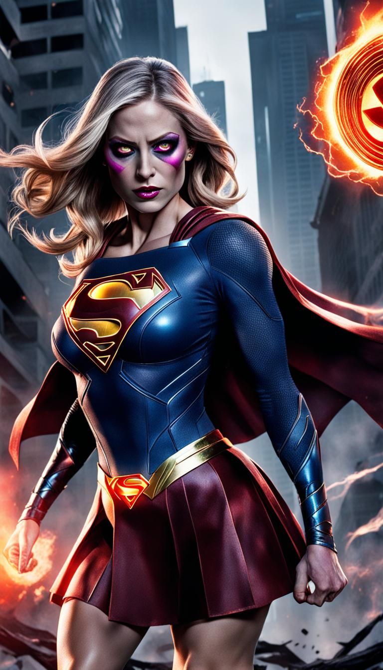 Menacing Supergirl Unleashing Heat Vision