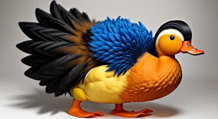 Furry Duck with Giant Afro and Blue Beak