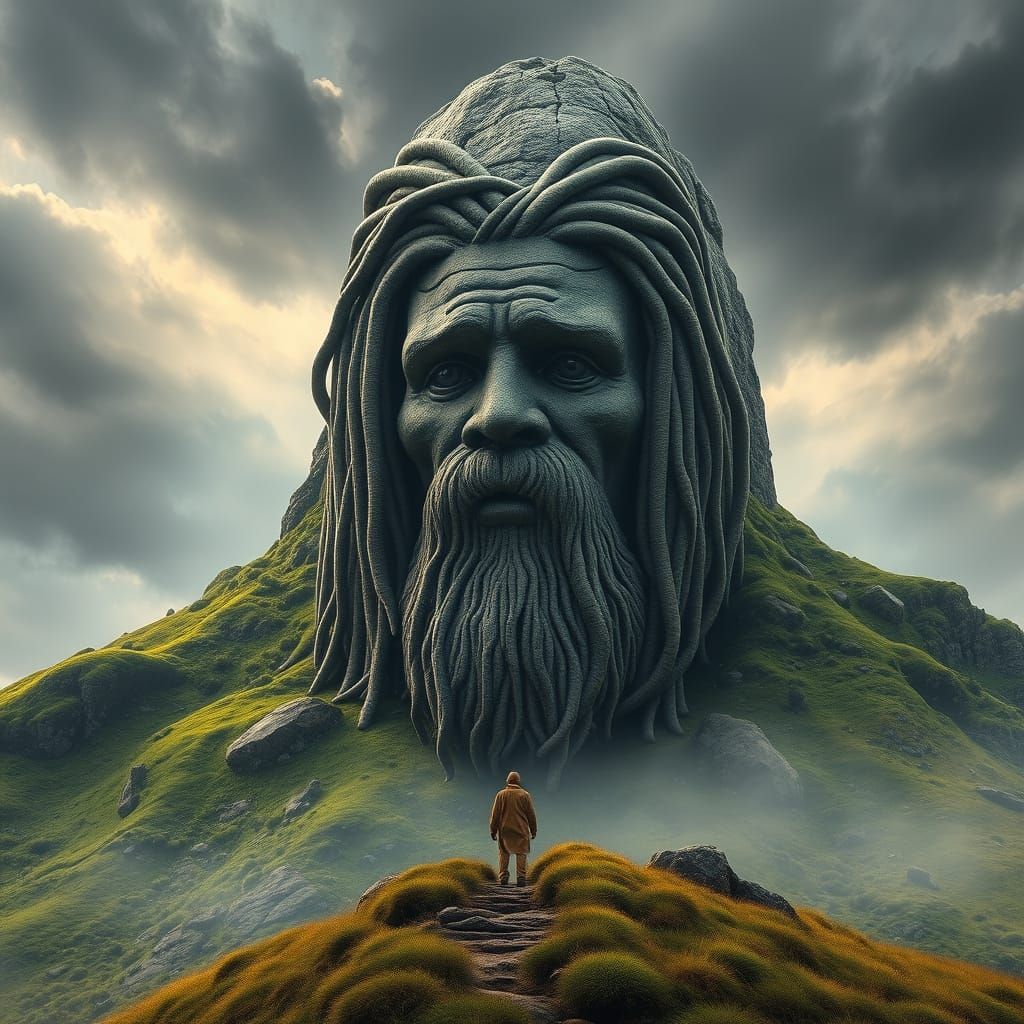 Ancient Rock Formation Emerges from Rolling Hillside in Eart...