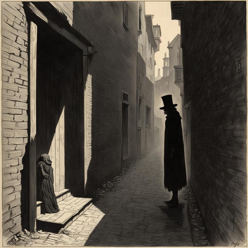 Eerie Shadow Figure Lurking in 1930s Alleyway