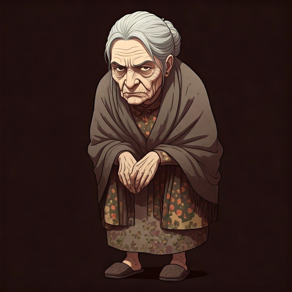 Stern Woman in Anime Style with Piercing Gaze