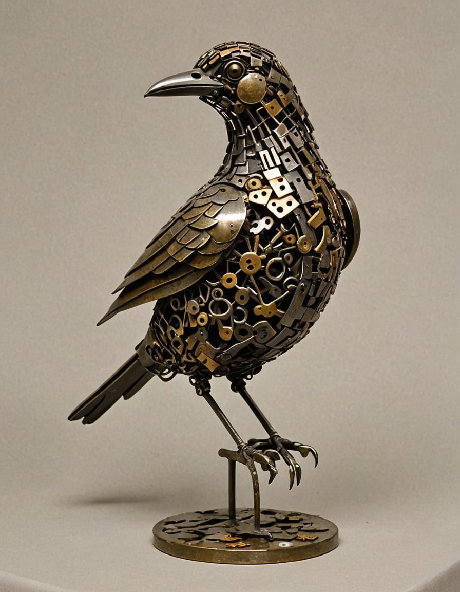 Bird Sculpture Made of Keys