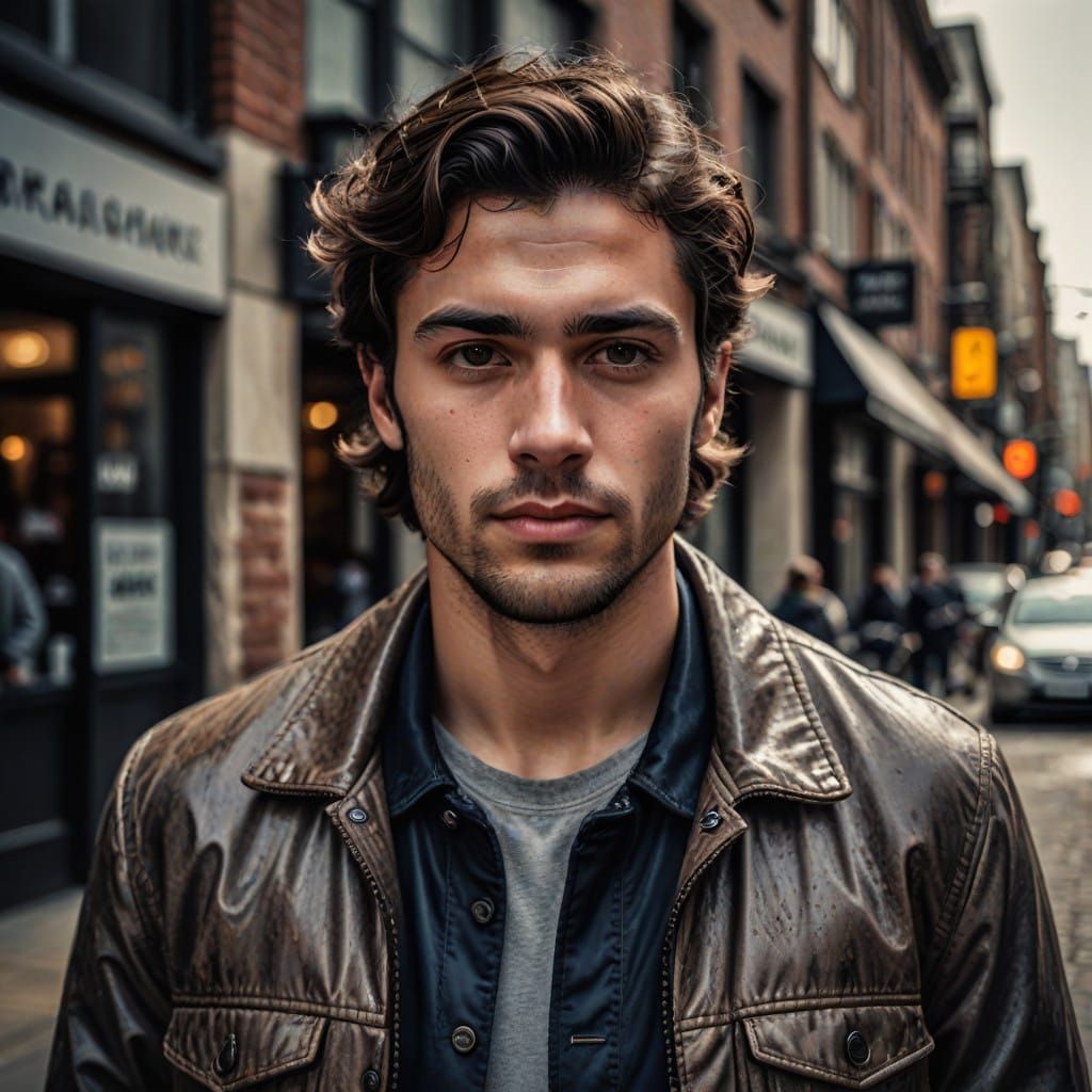 Attractive Young Man in Moody Hyperrealistic Portrait