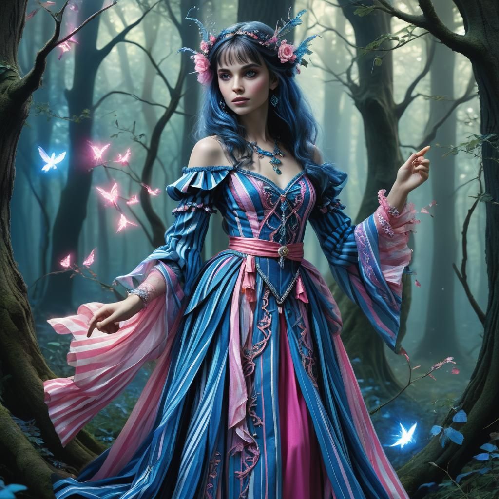 Enchanting Sorceress in a Mystical Forest