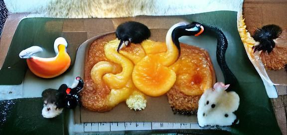 Unusual Animal Friends Enjoying Cake Together