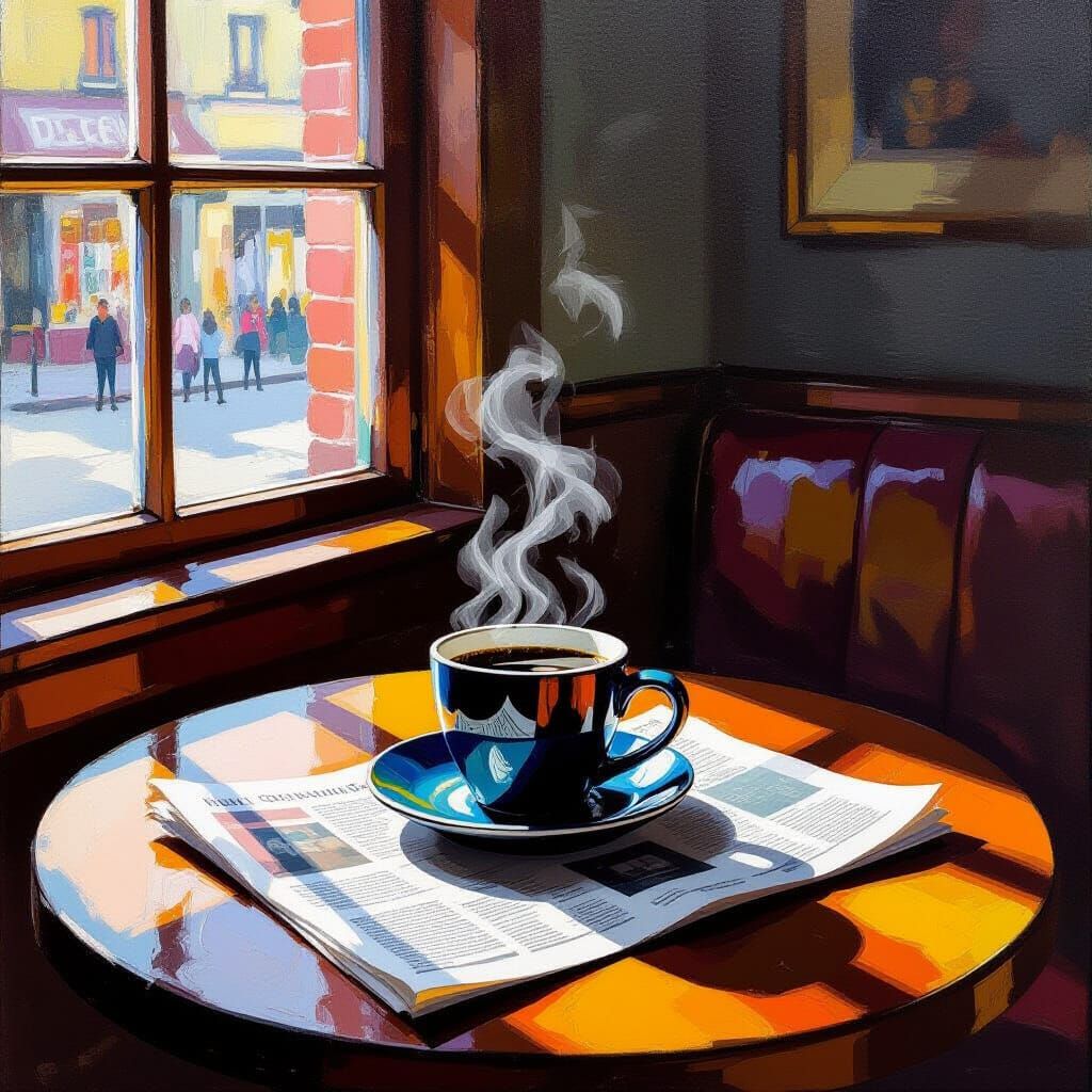 Morning Coffee in Neo-Impressionist Style