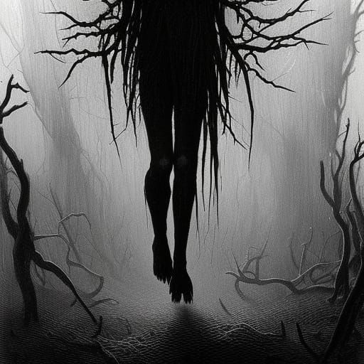 Eerie Shadow Creature with Spiky Limbs