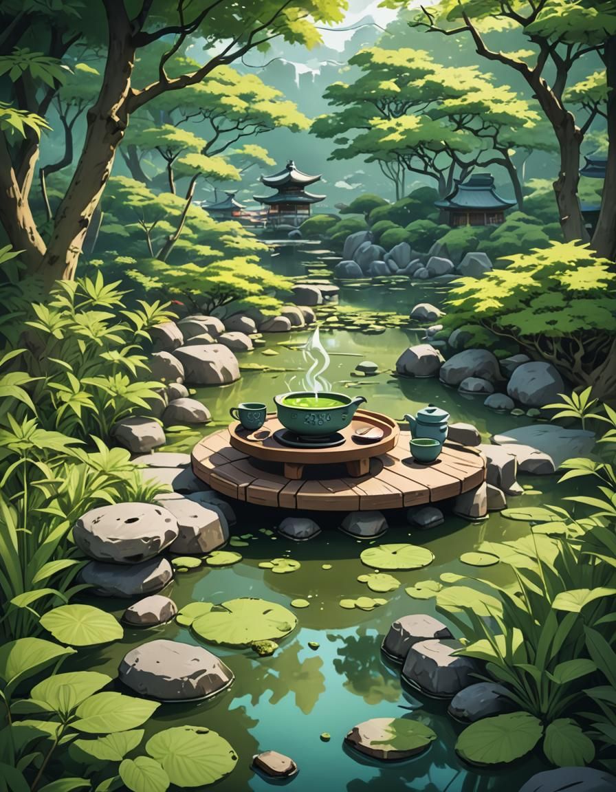 Japanese Garden Matcha Tea: Anime Style