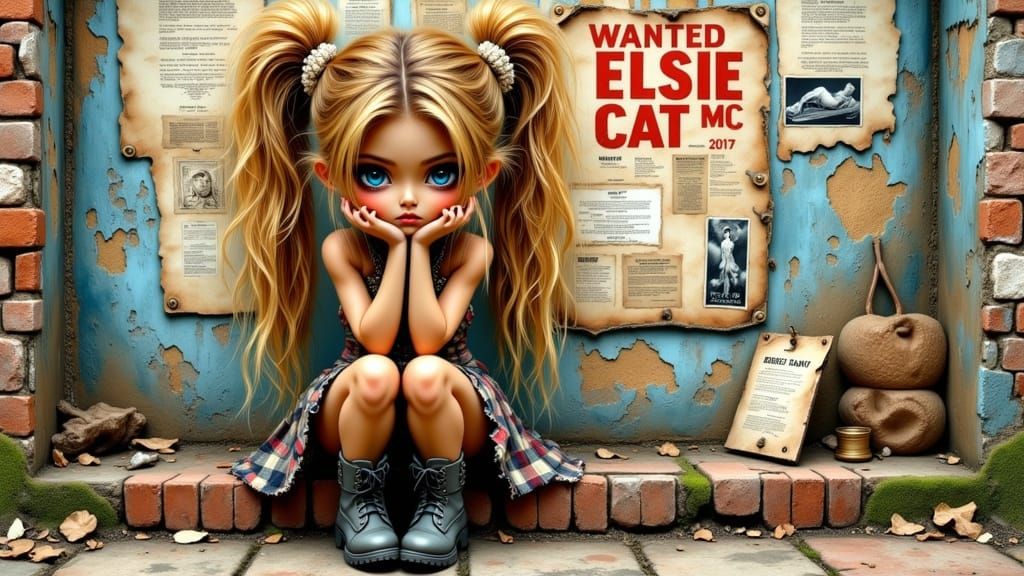 Surreal Dark Portrait of a Rebellious Chibi Anime Beauty