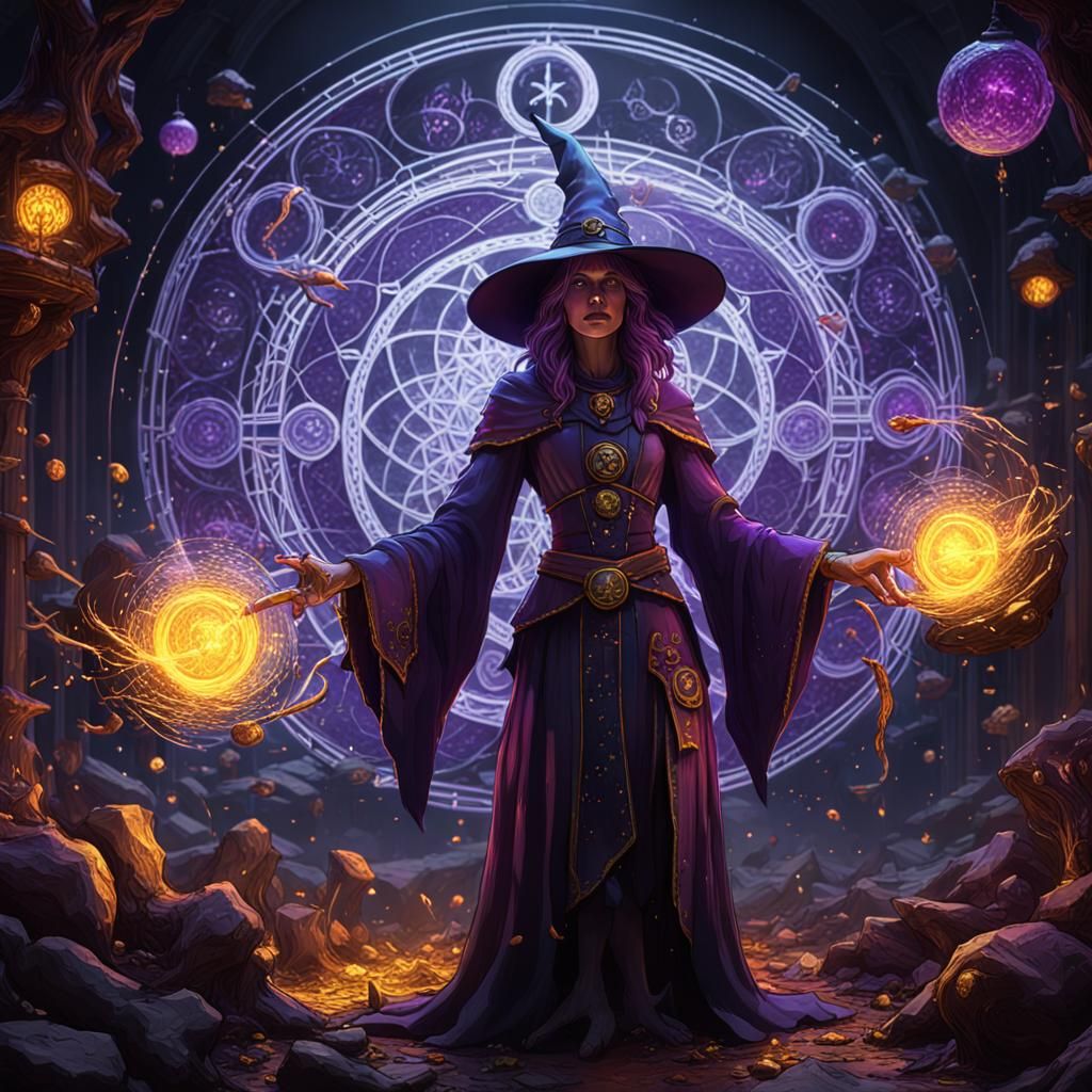 Witch's Life Energy Field in Dark Fantasy Art
