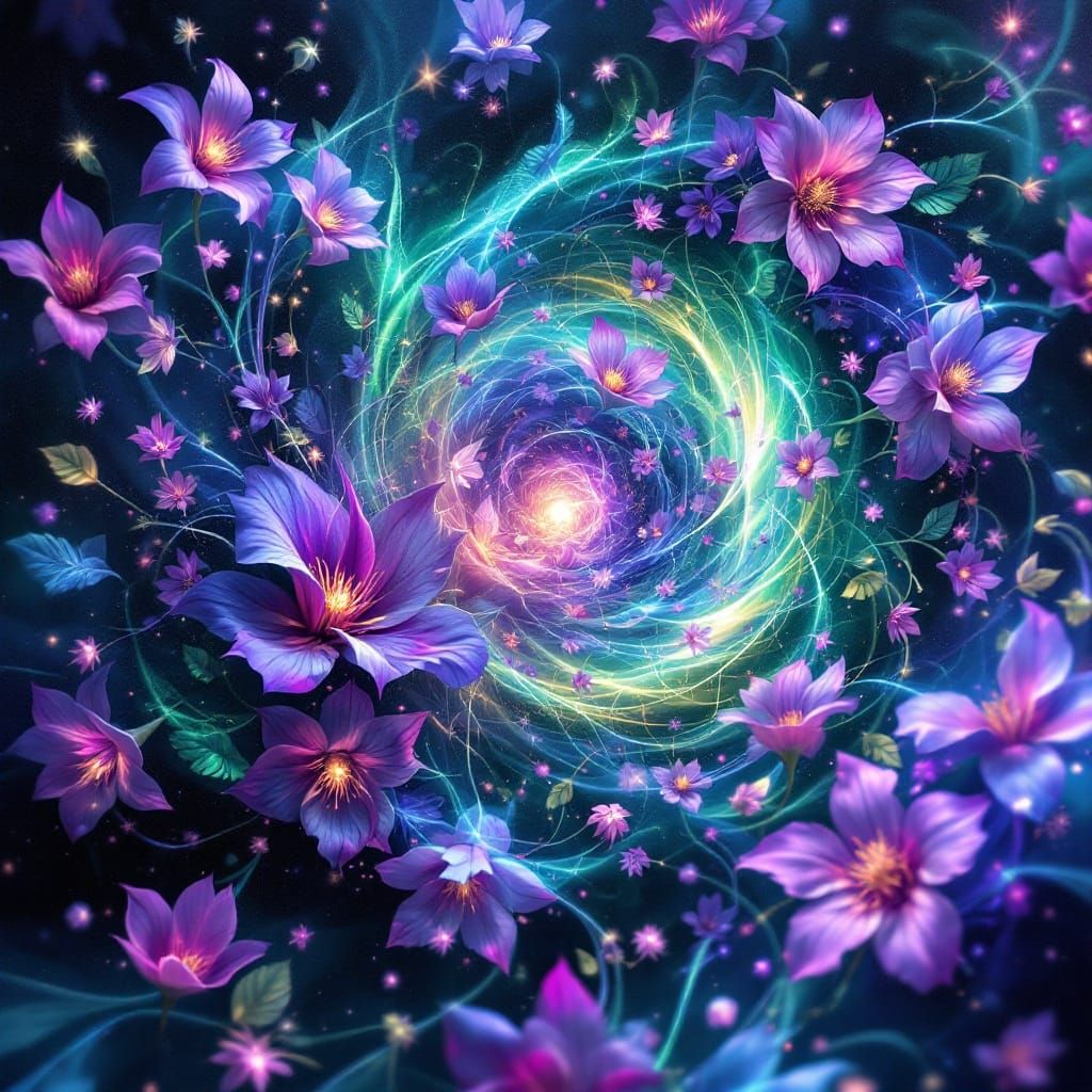 Ethereal Floral Explosion in Vibrant Harmony