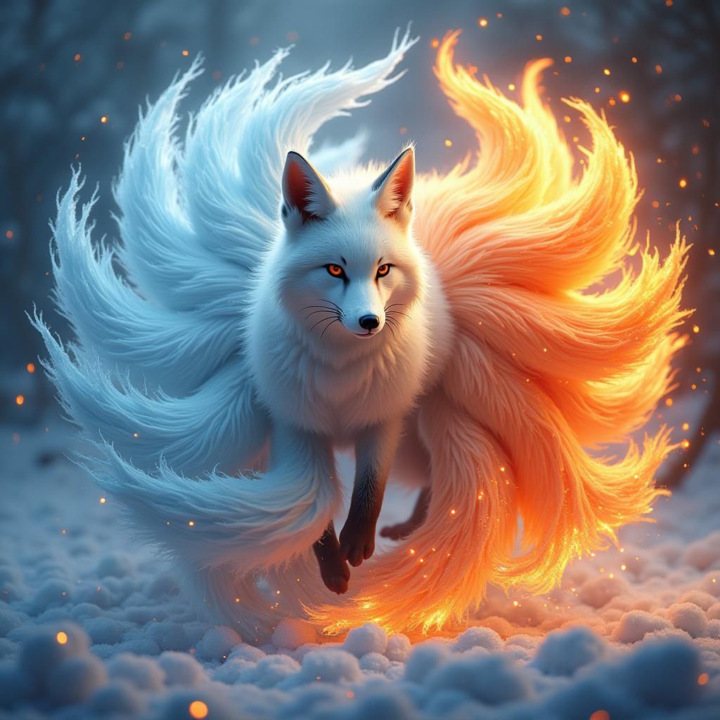 Elemental Nine-Tailed Fox in a Dualistic Vortex