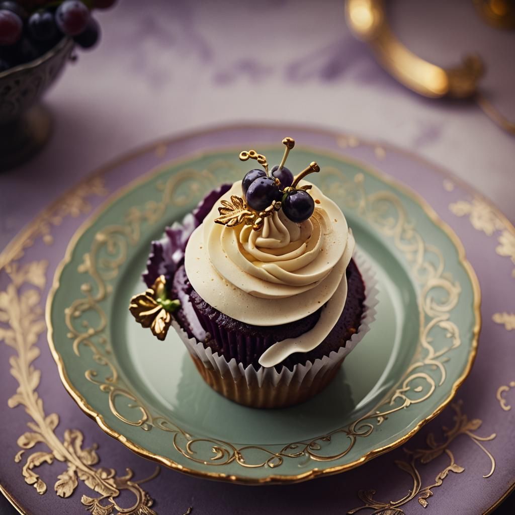 Grape Cupcake Still Life in Macro