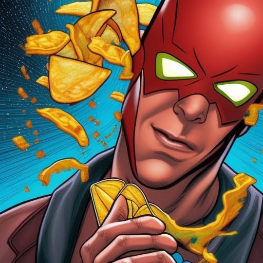 Flash Enjoys Chips: Comic Book Art