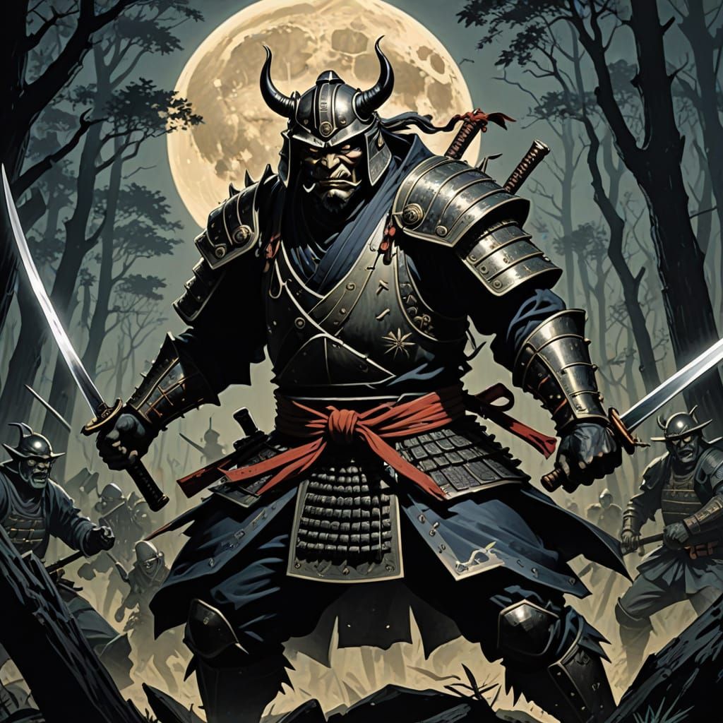 Samurai Ronin Battles Orcs in Exploitation Film Style