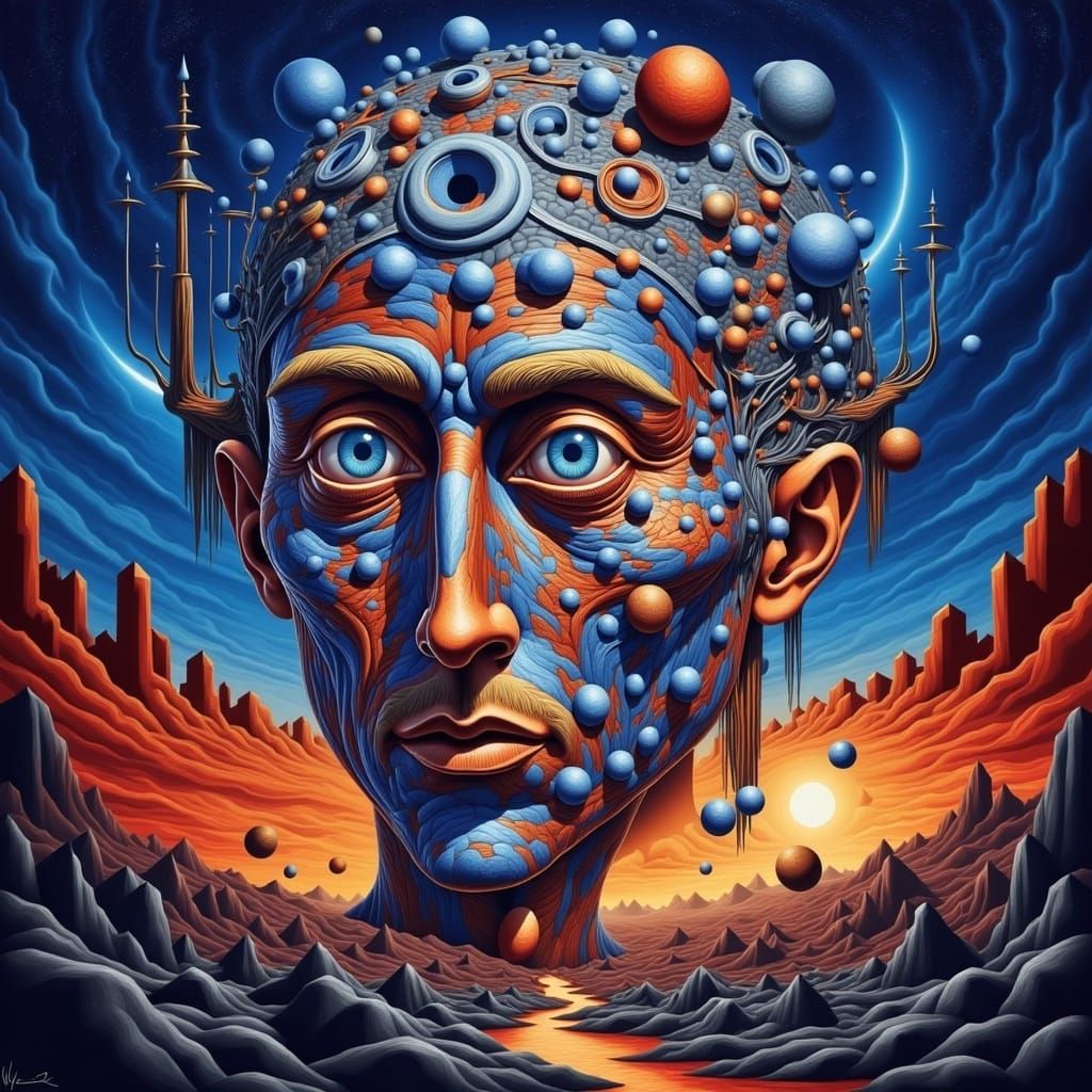 Ball of Light in Twilight Sky, 3D Render