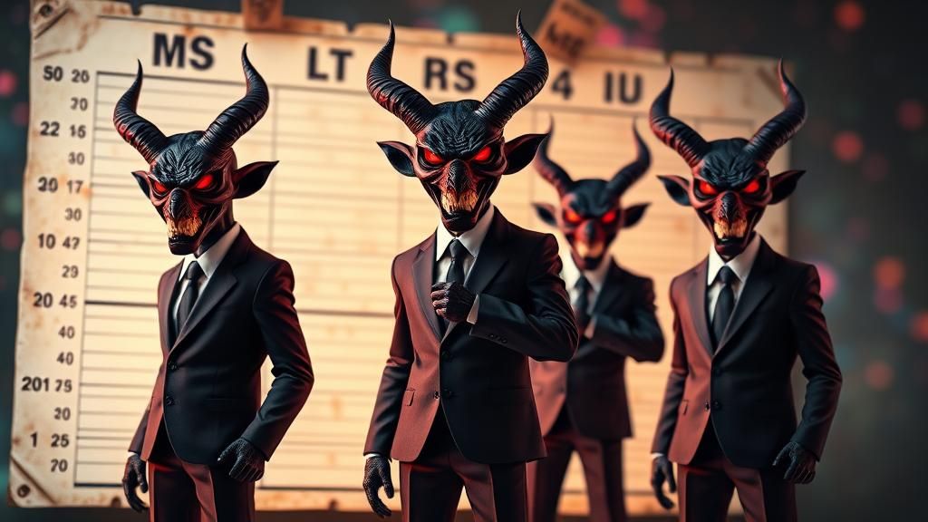 Demonic Wall Street Figures in Surreal Police Lineup