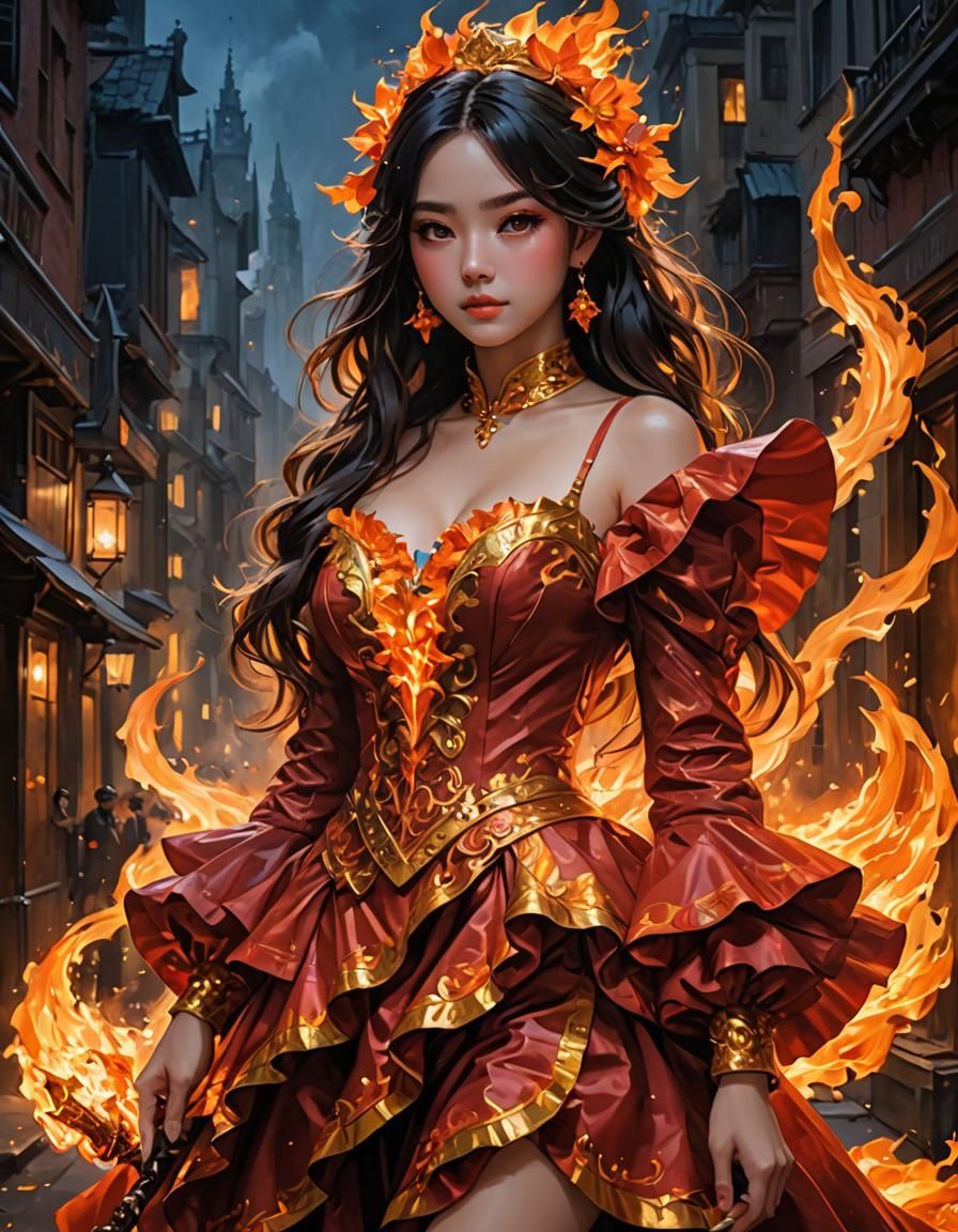 Glowing Anime Figure in Impasto Painting Style