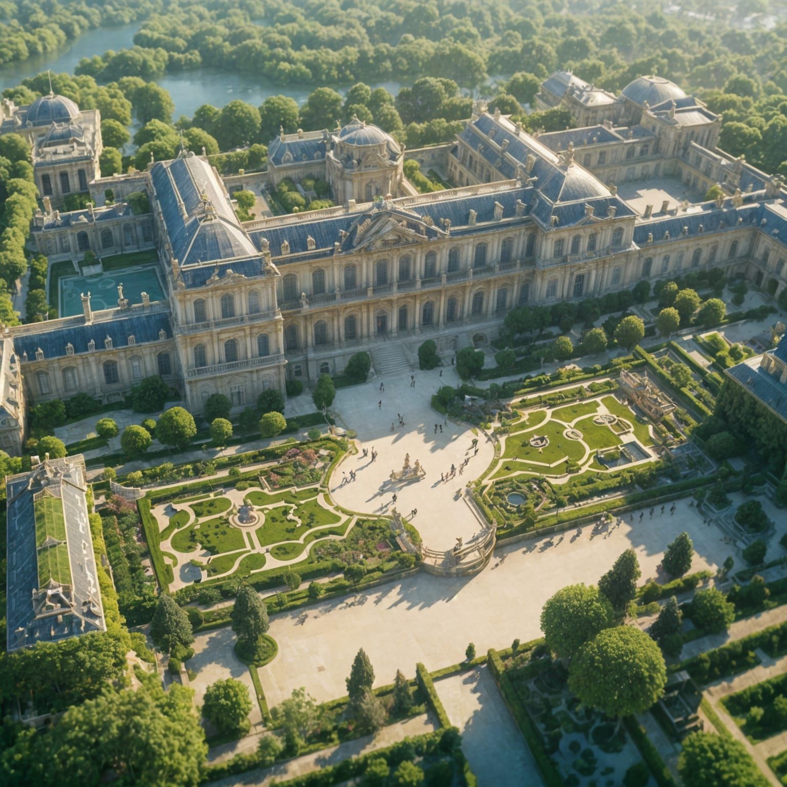 Palace of Versailles: Bird's Eye View in Miyazaki Style