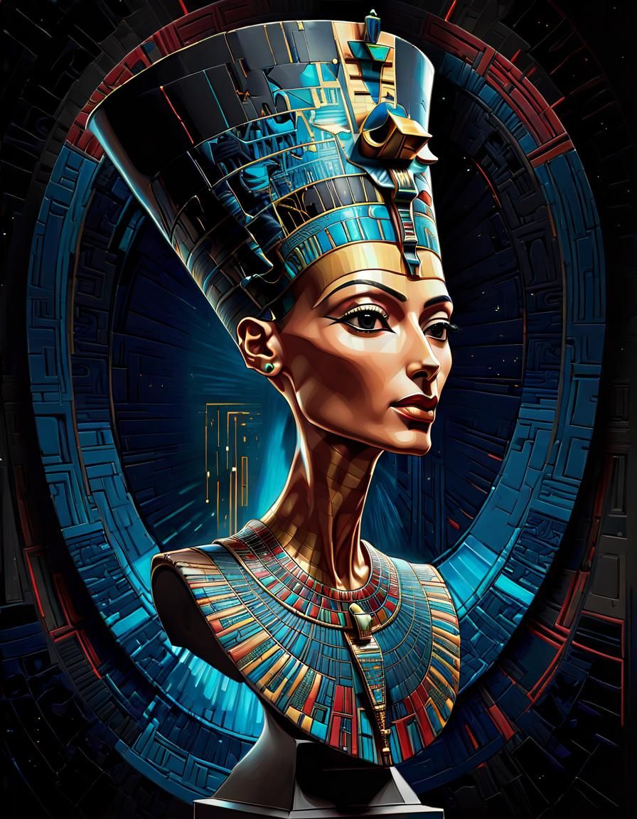 Nefertiti as Darth Vader in Geometric Style