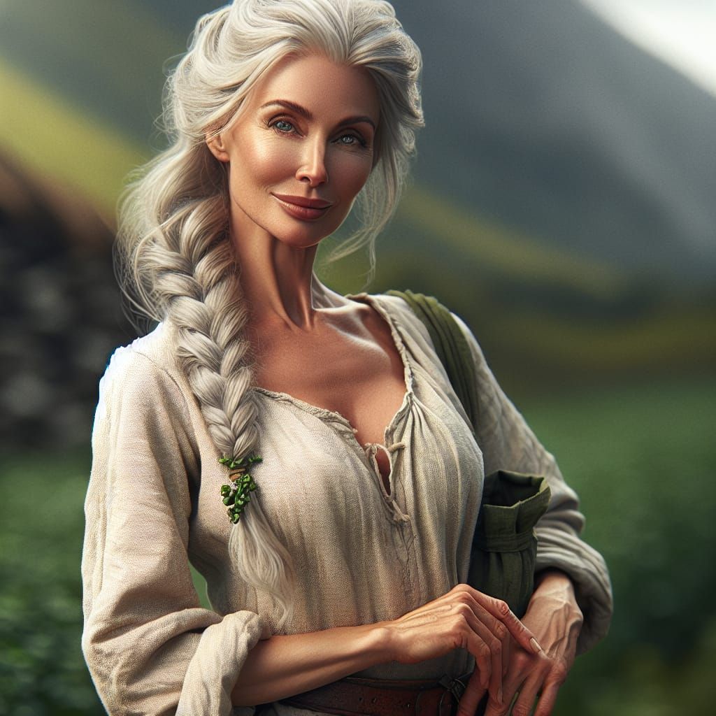 Fantasy Woman in Dungeons and Dragons Landscape
