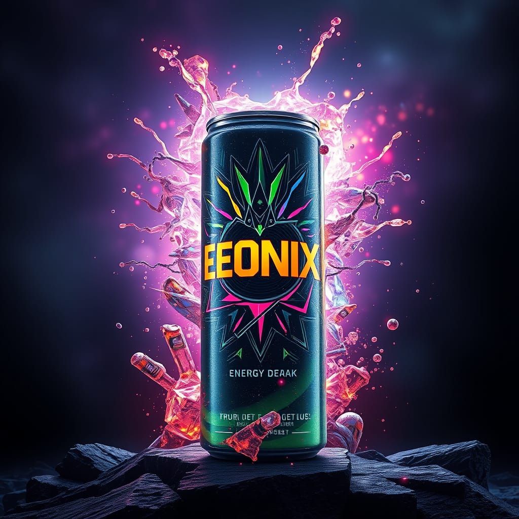 Eonix Energy Drink Poster in Cyberpunk Style