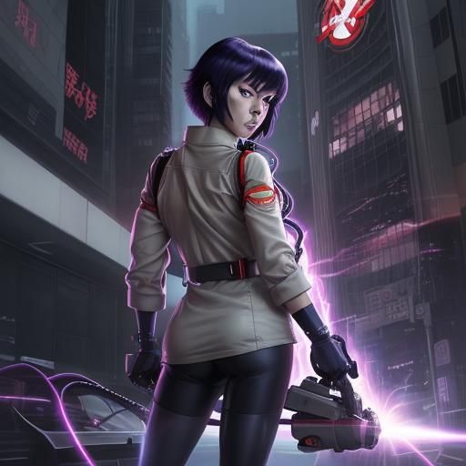 Motoko Kusanagi as Ghostbuster in Anime Style