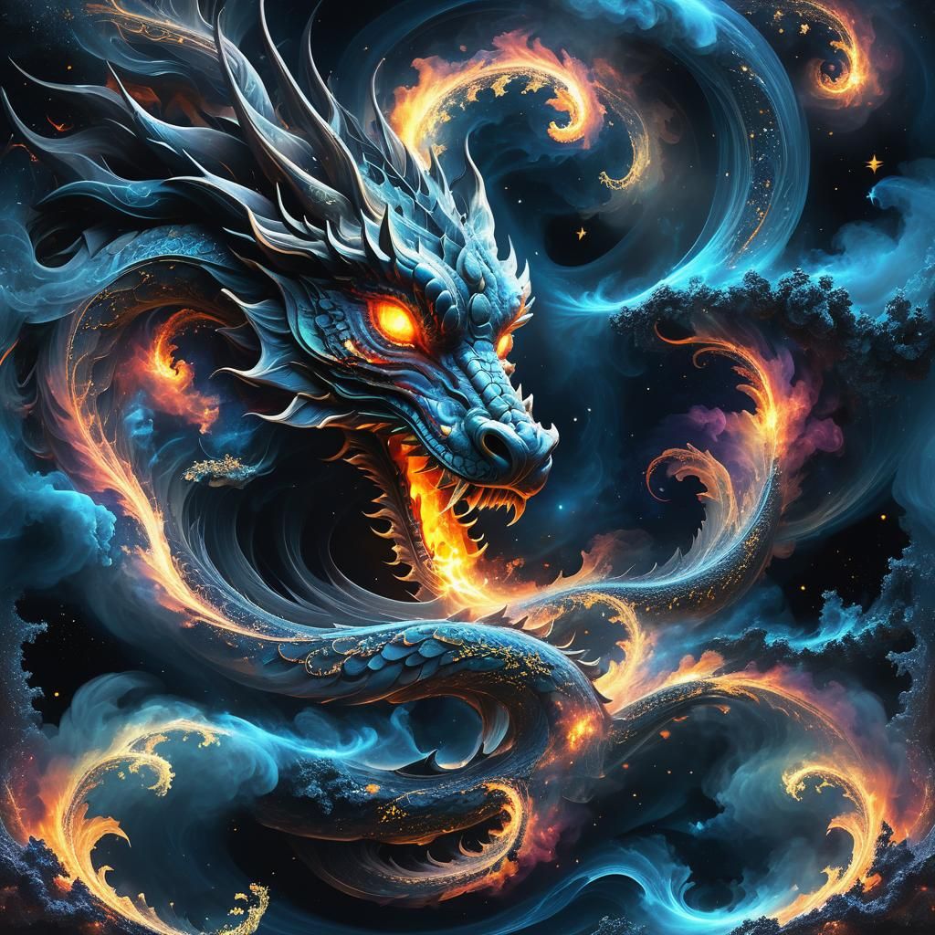 Fiery Dragon Breath Creates Double Exposure Galaxy