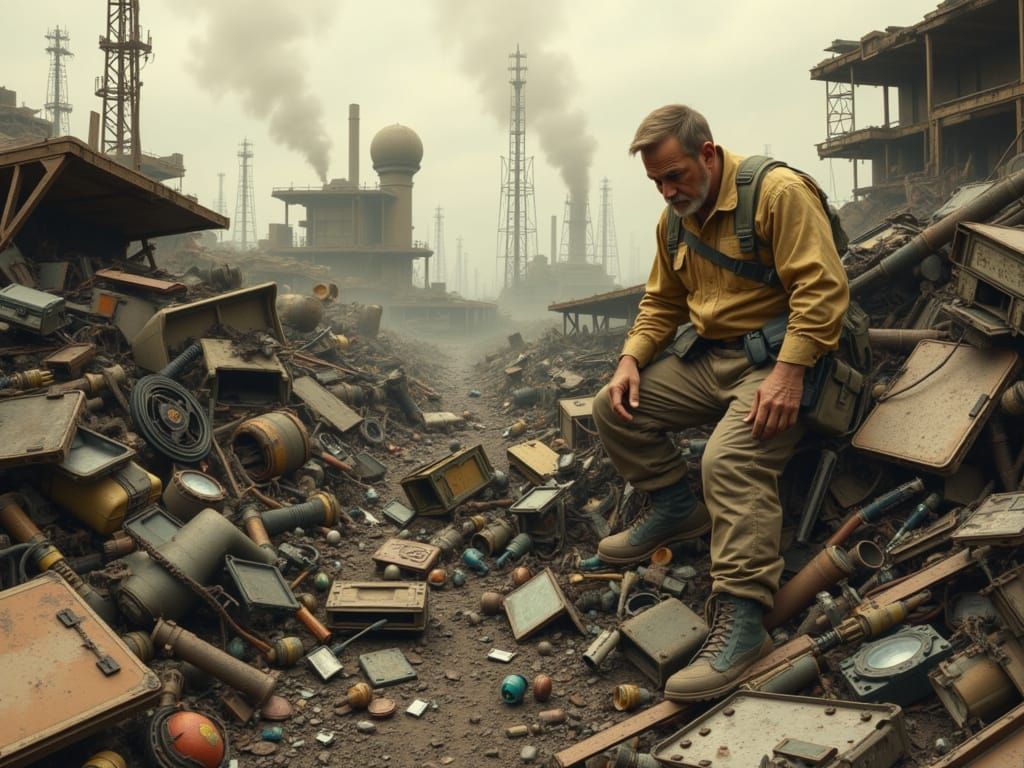 Post-Apocalyptic Scavenger in Sepia, Detailed Realism