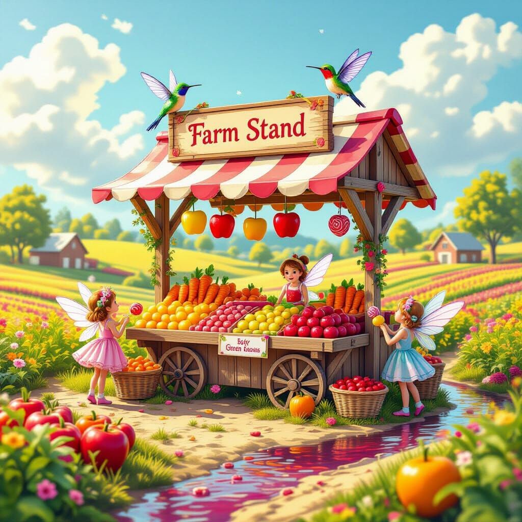 Whimsical Farm Stand with Fruit Sweets