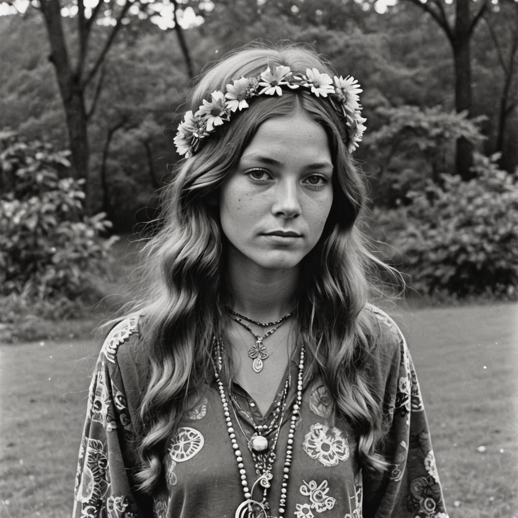 Hippie Woman in 1960s Style