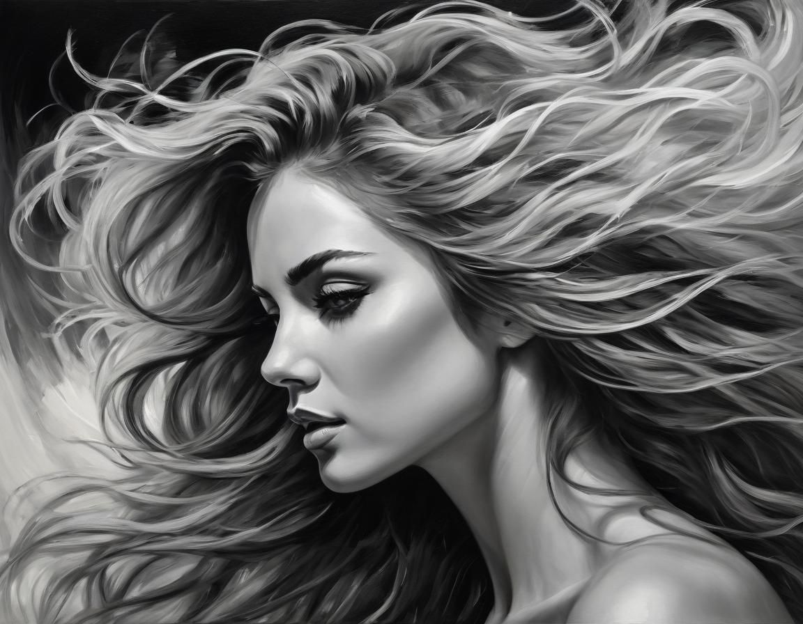 Monochrome Oil Painting Portrait of Elegant Woman