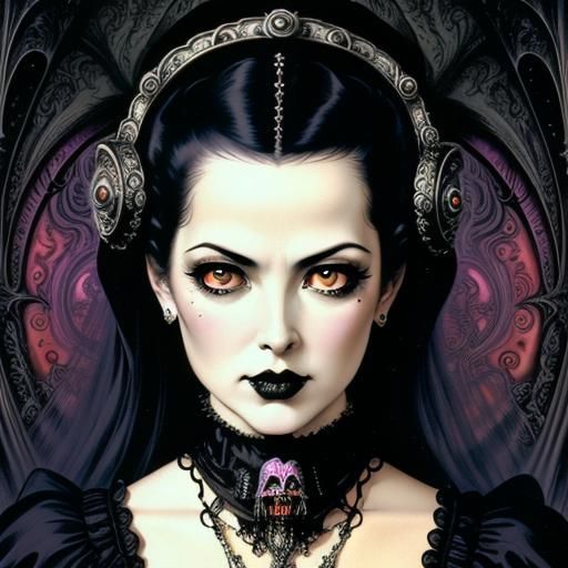Gothic Rococo Pinup in Vintage Style